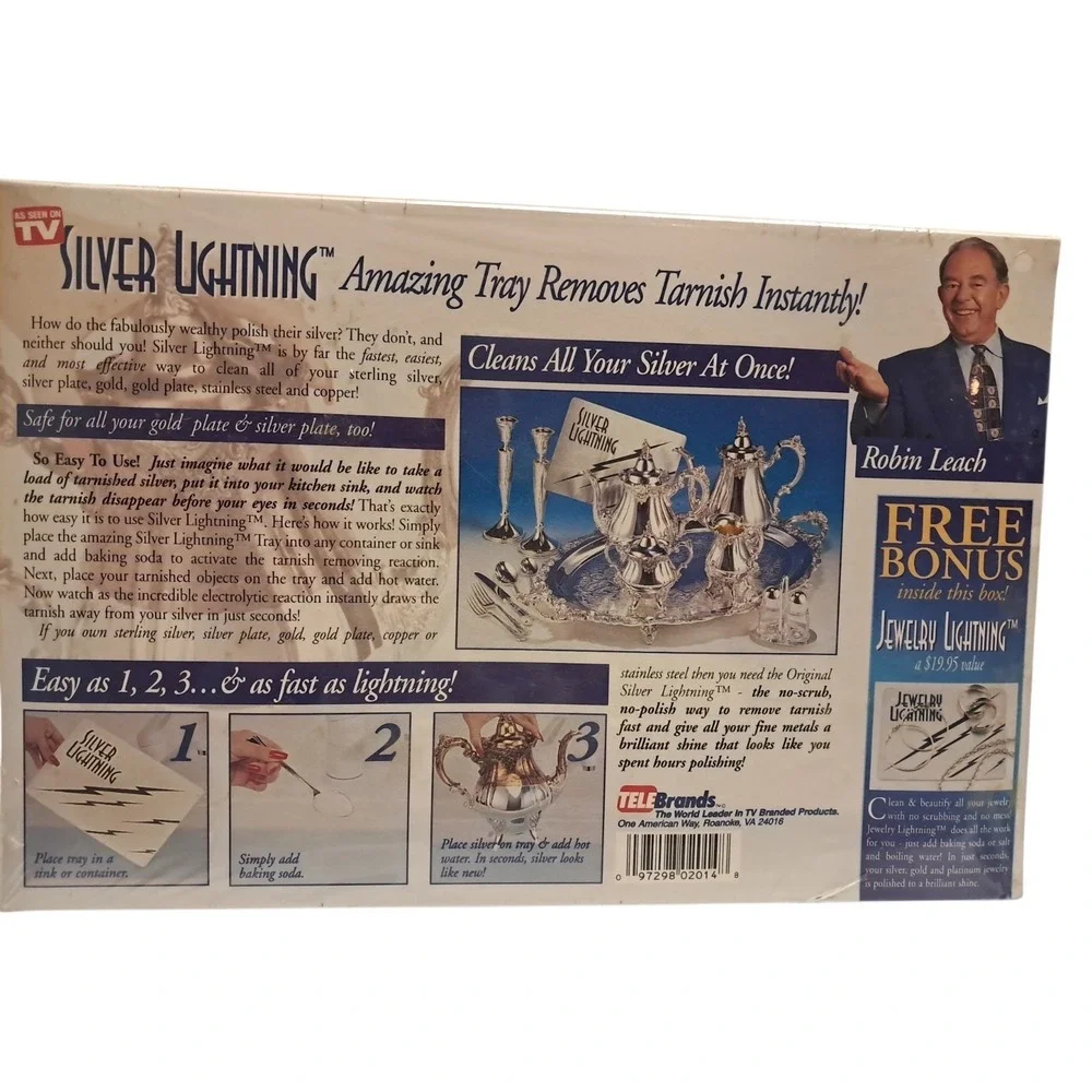 Silver Lightning  Amazing Tray Removes Tarnish Instantly-Robin Leach Vintage NEW